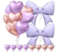 10 globos con forma de corazón y mariposa de oro rosa púrpura, globos en forma de corazón de 45 cm, globo de mariposa de helio de 38 pulgadas para cumpleaños, día de San Valentín, compromiso