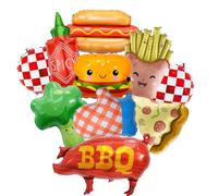 10 globos de aluminio con temática de brócoli para barbacoa, comida y picnic, para perros calientes, patatas fritas picantes, guantes para picnic, aperitivos, baby shower, fiesta de cumpleaños