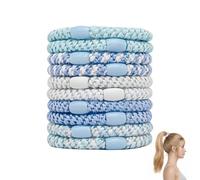 10 gomas azules para el pelo para mujer, originales coloridas y elásticas, bandas de algodón, para niñas, para cabello fino, grueso, medio, largo, para uso diario, viajes, deportes