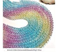 10 Hebras de Cuentas de Vidrio Rondelle Facetadas de Austria en Colores , Tamaños de 3/4/6/8 mm para Hacer Joyería y Accesorios de Pulseras DIY, 1200/800/750 Cuentas