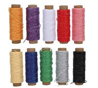 10 hilos encerados, 10 colores, 150D, 50 metros, de cuero cosido a mano, accesorios de costura para monederos, maletas, tiendas de campaña, hilo de cera de algodón, 10 unidades