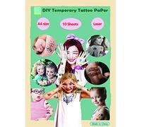 10 hojas A4 de papel de transferencia de tatuajes láser DIY temporales imprimibles personalizados