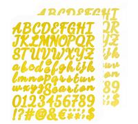 10 hojas de calcomanías de letras, calcomanías de números del alfabeto, calcomanías de vinilo autoadhesivas doradas para buzón, carteles y álbumes de recortes de bricolaje