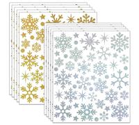 10 hojas de pegatinas de copo de nieve con purpurina, 440 unidades, pegatinas decorativas de copo de nieve, autoadhesivas, resistentes al agua, pegatinas de Navidad para regalos, sobres, decoraciones
