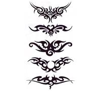 10 hojas de pegatinas de tatuajes de tótem negros, tatuajes temporales impermeables falsos for cuello, mano, brazo, arte corporal for hombres y mujeres(4)