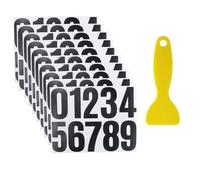 10 hojas de pegatinas negras para matrícula, numeros adhesivos, adhesivos para buzones 0-9, con 1 rascador amarillo, resistentes a la intemperie, para buzón, número de casa