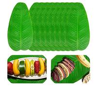 10 hojas de plátano falsas, hojas de plátano tropicales artificiales, hojas de plátano de plástico, hojas tropicales de simulación, aventura en la selva, decoración de fiesta temática