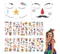 10 Hojas de Tatuajes de Circo para Niños + 2 Hojas de Tatuajes de Cara de Circo - Tatuajes Temporales para Niños, Tatuajes de Payaso para Carnaval, Fiestas de Cumpleaños y Fiestas con Tema de Circo
