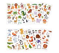 10 Hojas de Tatuajes Impermeables con Temática Animal Lindo León Tigre Elefante Zorro Tatuaje Ambiental Pegatina Animal Tattoo Sticker Toy en Festival Tatuaje Dibujado a Mano de Dibujos Animados