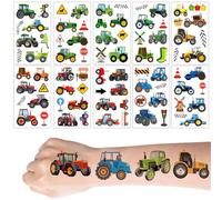 10 hojas de tatuajes para niños, amigables con la piel, tractor tatuaje para niños, juguete para obsequios de cumpleaños infantiles, regalo para niños 4/5/6 años, juguete 4/5/6 años niño