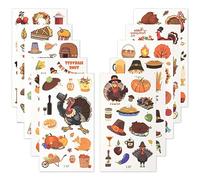 10 Hojas de Tatuajes Temporales de Acción de Gracias, Varios Patrones de Tatuajes de Otoño para Niños Pegatinas de Hoja de Arce de Calabaza, Ardilla de Pavo, Suministros para Fiesta Acción Gracias