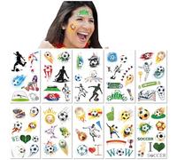 10 Hojas de Tatuajes Temporales de Fútbol - Impermeables y Resistentes al Sudor para Adultos, Eventos Deportivos, Pegatinas de Cara de Dibujos Animados, Suministros para Fiestas