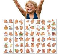 10 Hojas Lindo Tatuaje Infantil De Capibara Adorable Capibara Bañándose Pegatina Temporal Perezosa