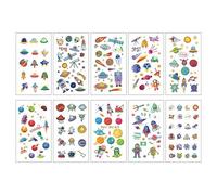 10 Hojas Mariposas、Sirena、Animales del mar impermeables tatuajes temporales, estilos mixtos tatuajes de dibujos animados, regalos de maquillaje de fiesta (K)