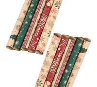 10 Hojas Papel Regalo Navidad,50x70cm Rollo Papel Regalo Kraft Navidad,Papel De Regalo Reciclable,Patrón De Caja De Regalo De árbol De Copo De Nieve De Alces De Papel Regalo Para Regalos Navidad (A)