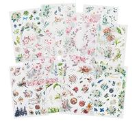 10 hojas Pegatina Frotar en transferencia Scrapbook Stickers Pegatinas de flores Etiqueta de la planta de decoración para Diary Album Journals Artes y manualidades de bricolaje (Heaven)