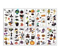 10 hojas pegatinas de la cicatriz del tatuaje de Halloween, Tatuaje de cara pegatinas de cara para mujeres hombres mascarada Halloween Cosplay partido maquillaje props (F)