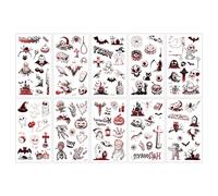 10 hojas pegatinas de la cicatriz del tatuaje de Halloween, Tatuaje de cara pegatinas de cara para mujeres hombres mascarada Halloween Cosplay partido maquillaje props (G)