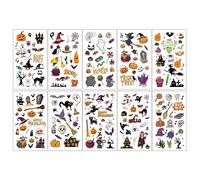 10 hojas pegatinas de la cicatriz del tatuaje de Halloween, Tatuaje de cara pegatinas de cara para mujeres hombres mascarada Halloween Cosplay partido maquillaje props (E)