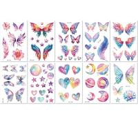 10 Hojas Pegatinas De Tatuaje De Mariposa De Dopamina Con Brillo De Alta Gama Frescas Y Delicadas Impermeables Y Realistas Para La Clavícula