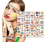 10 Hojas Pegatinas De Tatuaje Hippies Impermeables Con Mensajes De Amor Y Paz Pegatinas Faciales Para Fiestas Para Hombres Y Mujeres