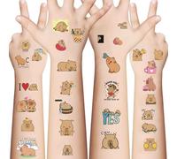 10 Hojas Pegatinas De Tatuaje Temporal De Capibara De Dibujos Animados Lindos Pegatinas Faciales Divertidas Para Fiestas A Prueba De Agua