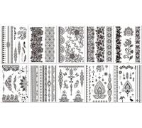 10 Hojas Pegatinas De Tatuaje Temporal De Encaje Negro Mandala Floral Conjunto De Tatuajes De Mano Realistas