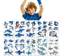 10 Hojas Pegatinas De Tatuajes De Dibujos Animados Para Niños - Pegatinas De Animales Marinos De Verano - Delfín Tiburón Ballena Pequeña