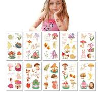 10 Hojas Pegatinas De Tatuajes De Hadas Del Bosque Tatuajes De Hadas Mágicas De La Casa De Los Hongos Tatuajes Temporales Para Niños Y Animales Pequeños