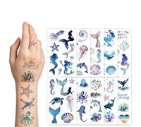 10 Hojas Pegatinas De Tatuajes De Sirenas De Ensueño Para Niños Estilo De Dibujos Animados Adorables Pegatinas Temporales De Verano