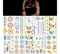10 Hojas Pegatinas De Tatuajes Fluorescentes Para Bares Karaokes Discotecas Fiestas De Máscaras Fiestas De Dibujos Animados Originales Y Creativos De Neón