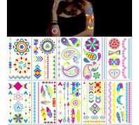 10 Hojas Pegatinas De Tatuajes Fluorescentes Para Bares Karaokes Discotecas Fiestas De Máscaras Fiestas De Dibujos Animados Originales Y Creativos De Neón