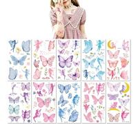 10 Hojas Pegatinas De Tatuajes Temporales De Mariposas Coloridas De Dibujos Animados Resistentes Al Agua Lindas Pegatinas Para Fiestas De Hadas