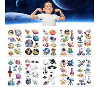 10 Hojas Pegatinas De Tatuajes Temporales Impermeables Con Dibujos Animados Del Espacio Para Niños Del Universo Interestelar Y Astronautas