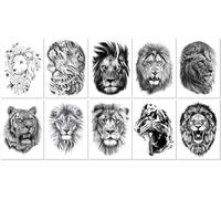 10 Hojas Pegatinas De Tatuajes Temporales Media Manga Brazo Diseño Grande Conjunto De Patrones De León Y Tigre