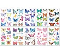 10 Hojas Pegatinas Temporales De Mariposas Impermeables Para Tatuajes Infantiles Lindas Pegatinas De Flores De Colores Con Dibujos De Acuarela