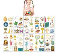 10 Hojas Pegatinas Temporales De Pascua Cruces Conejitos Para Fiestas Navideñas Huevos De Pascua Etc
