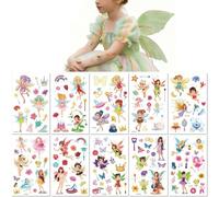 10 Hojas Pegatinas Temporales De Tatuajes De Princesas De Cuentos De Hadas Impermeables Y Lindas Para Niños Pequeños Tatuajes De Hadas Con Brillantina