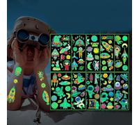 10 Hojas Pegatinas Temporales Impermeables Con Diseño De Dibujos Animados Del Espacio Que Brillan En La Oscuridad Para Actividades Y Premios Infantiles