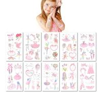 10 Hojas Tatuaje Temporal De Bailarina: Vestido De Ballet Rosa Con Diseño De Cisne Para Niños