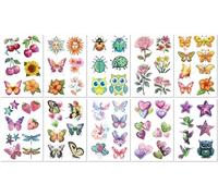 10 Hojas Tatuajes Temporales Con Brillantina Para Niñas Flores Pájaros Mariposas Corazones Suministros Para Fiestas De Cumpleaños Infantiles Regalos Y Decoración