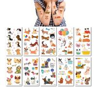 10 Hojas Tatuajes Temporales De Cachorros Corgi Para Niños Globos Y Fiestas De Cumpleaños Resistentes Al Agua