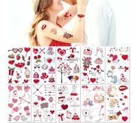 10 Hojas Tatuajes Temporales De Corazones De Cristal Pegatinas De Pareja De Dibujos Animados Para Confesión Propuesta De Matrimonio Cara Y Brazo Para El Día De San Valentín