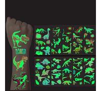 10 Hojas Tatuajes Temporales De Dinosaurios Que Brillan En La Oscuridad Dibujos Animados De Tyrannosaurus Rex Tatuajes De Dinosaurios Fósiles De Stegosaurus Para Decoración De Fiestas