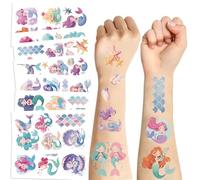 10 Hojas Tatuajes Temporales De La Serie De Sirenas De Dibujos Animados Resistentes Al Agua Perfectos Para Fiestas Reuniones Y Divertidas Pegatinas Faciales Para Hacer Tú Mismo