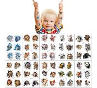 10 Hojas Tatuajes Temporales Divertidos Y Creativos De Estilo Dibujos Animados Para Niños Con Animales Rompiendo Paredes