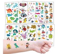10 Hojas Tatuajes Temporales para Niñas, Glitter Flash Tatuajes Falso de Dinosaurio, Pirata, Sirena, Unicornio, Animal, etc. para Cumpleaños de Infantiles Fiesta Multicolor