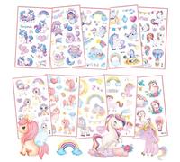 10 Hojas Unicornios Tatuajes Temporales Niñas, Tatuajes Temporales, Unicornio Dibujos Animados Falso Pegatinas de Tatuaje, para Niñas Niños Regalos de Fiesta Cumpleaños