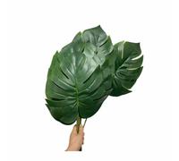 10 hojas verdes grandes de 54.5 cm, hojas de palmera tropicales artificiales de Monstera, hojas tópicas de palma para decoración del hogar, cocina, decoración de boda, tamaño de hoja verde 12.5 x 10