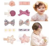 10 horquillas para el pelo para niñas, con bordado de flores, con forro, pinzas para el pelo, bonitas horquillas para el pelo, con flores y lazos para niñas pequeñas y grandes (estilo F)